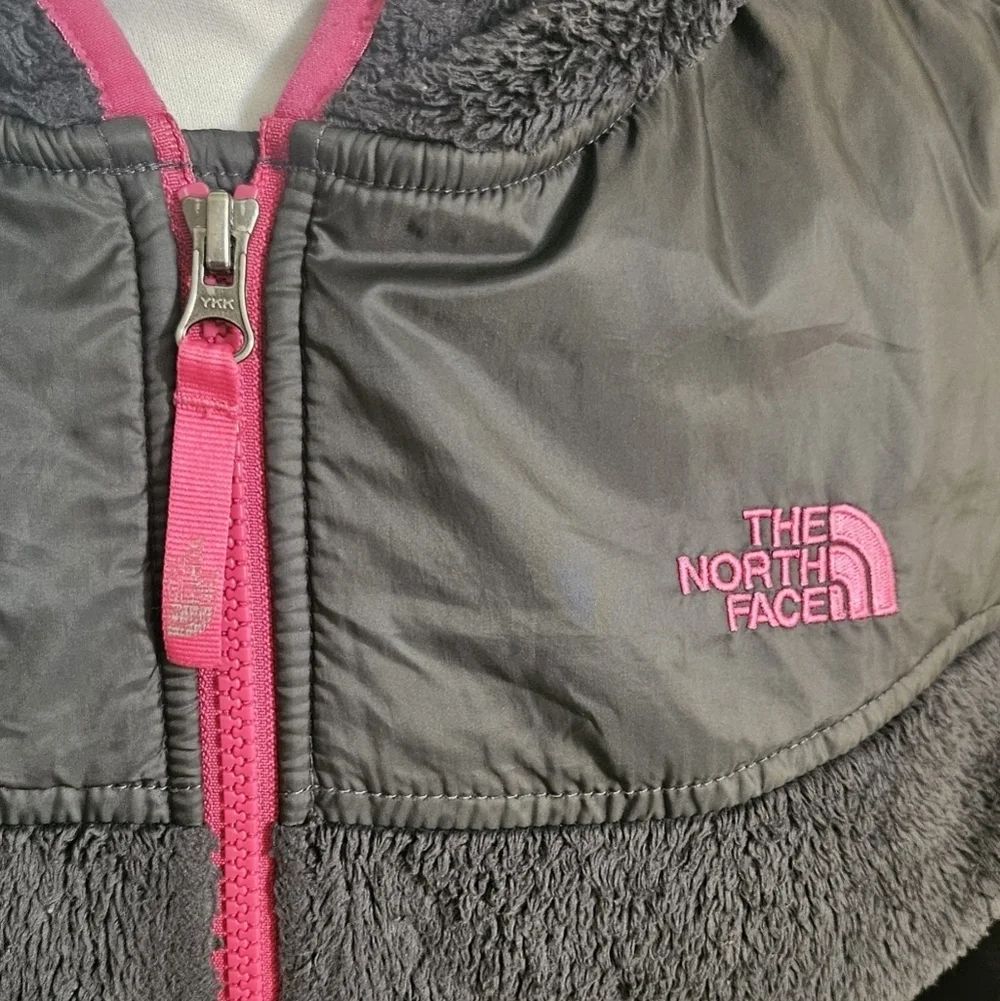 The North Face Dark Suave Oso Gray Sherpa/Fleece Full Zip Hooded Jacket Sz XL 18